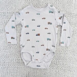 H&M Envelope-neck Cream Vehicle Toddler Bodysuit 2T